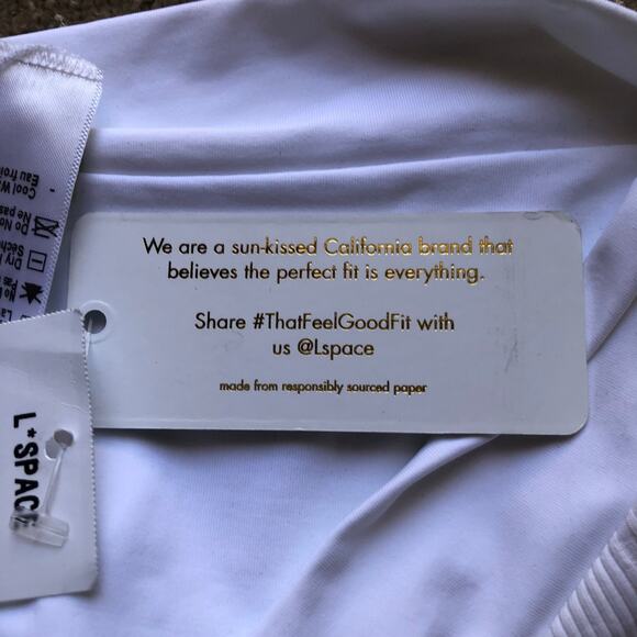 L Space Court Bitsy Cut White Ribbed Bikini Bottom Stretch Women's Sz Medium NWT - Picture 12 of 13